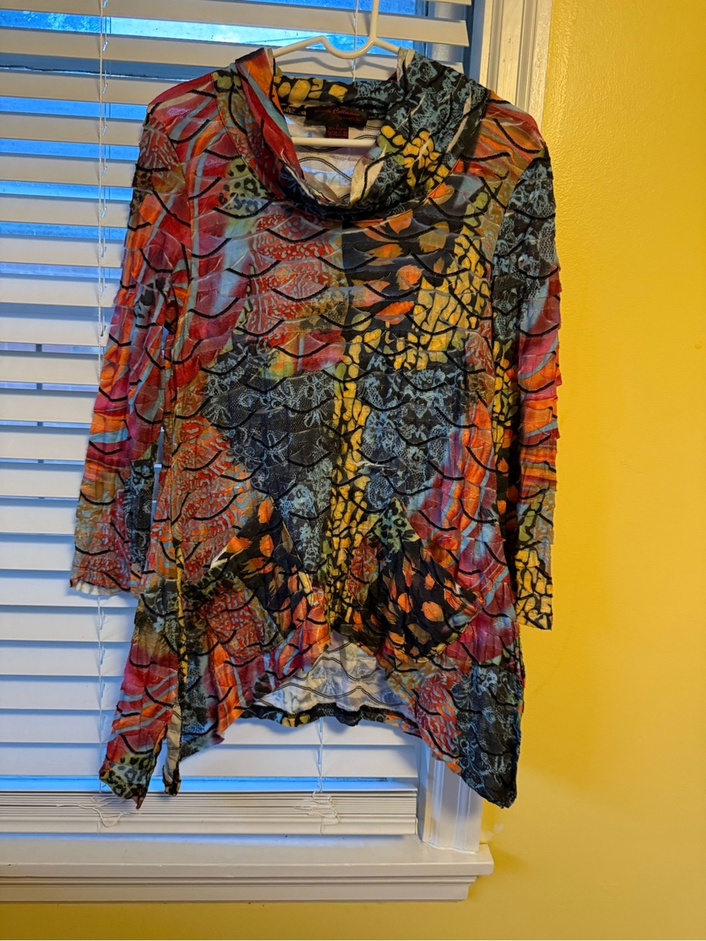 Colorful Abstract Pattern Cowl Neck Tunic